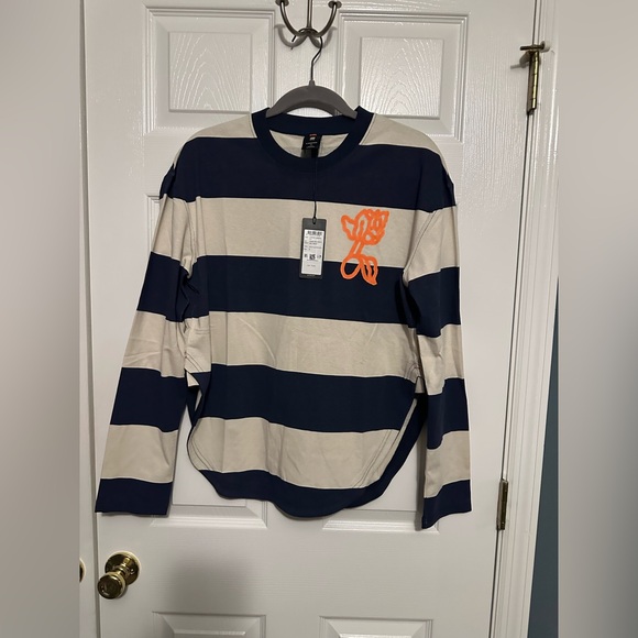 NWT G-Star Navy and Cream Striped Long Sleeve Tee - Picture 2 of 4